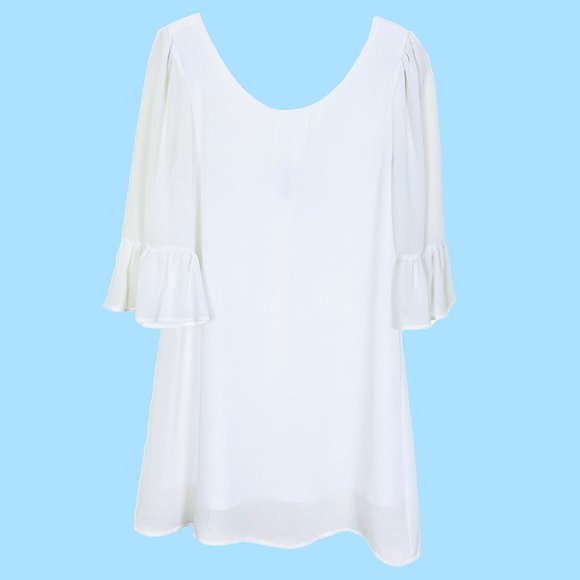 WANT AND NEED Fairycore Feminine Sheer Chiffon Dress Ruffled Sleeve Size M - Picture 1 of 9